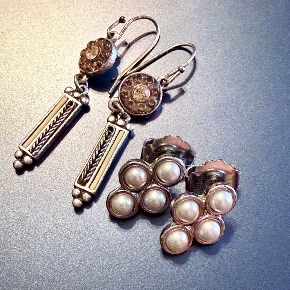 Pair of Vintage Lia Sophia Silver Tone Earrings